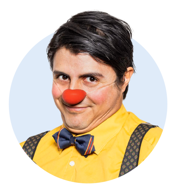 Profilbild des ROTE NASEN-Clowns Hugo.