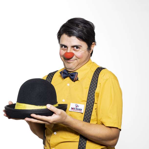 Profilbild des ROTE NASEN-Clowns Hugo.